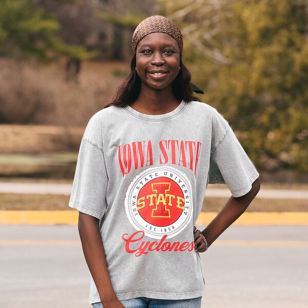 Pressbox Women's Iowa State Charcoal Heavyweight Short Sleeve T-Shirt